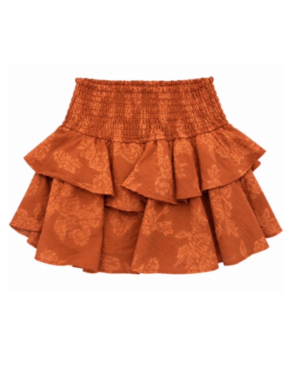 Altar’d State Rust Floral Tiered Ruffle Mini Skirt